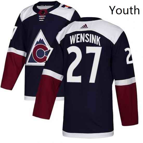 Youth Adidas Colorado Avalanche 27 John Wensink Authentic Navy Blue Alternate NHL Jersey